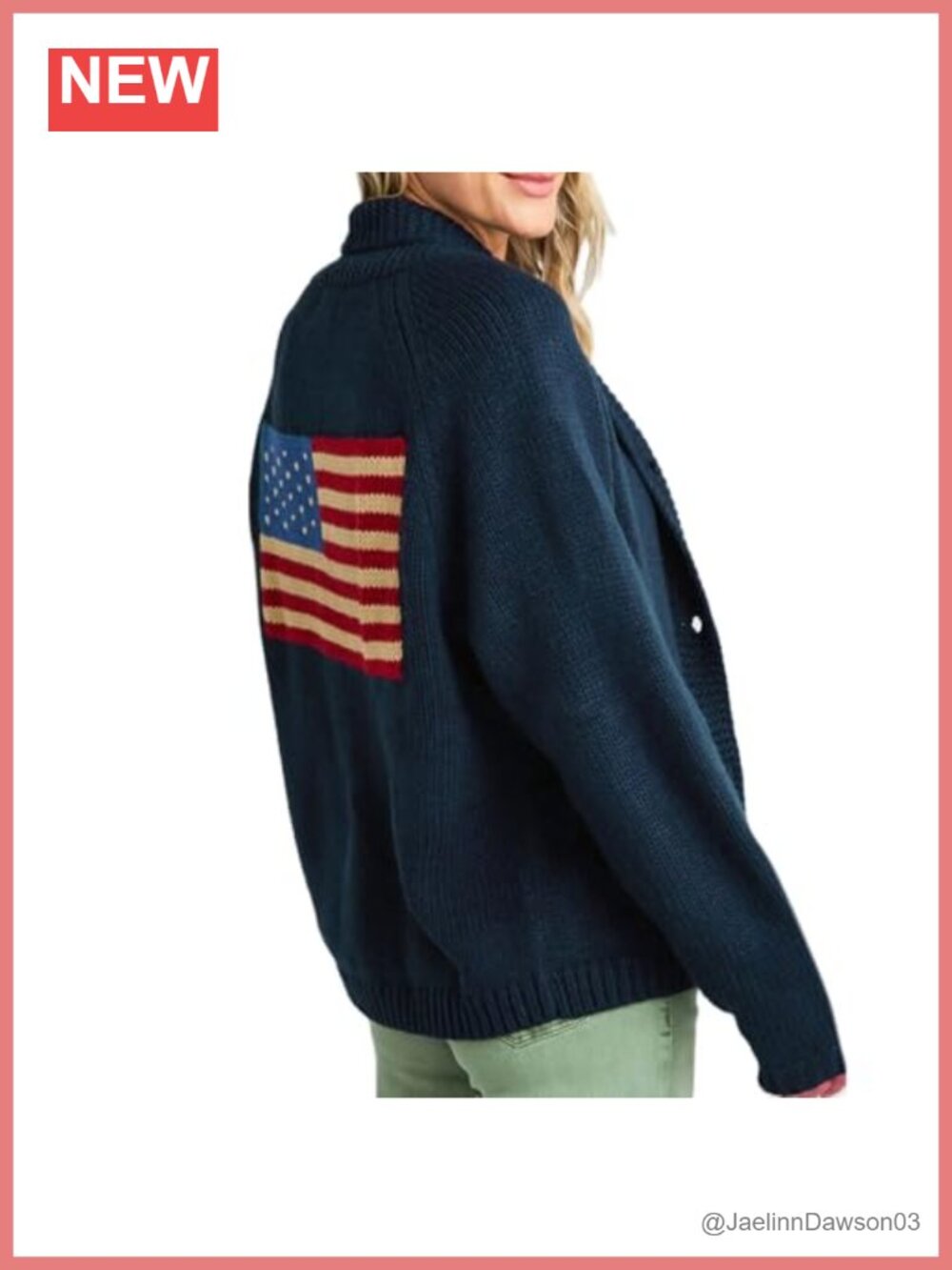 American Flag Cardigan Sweater Y2k Open Front Long Sleeve USA Knit